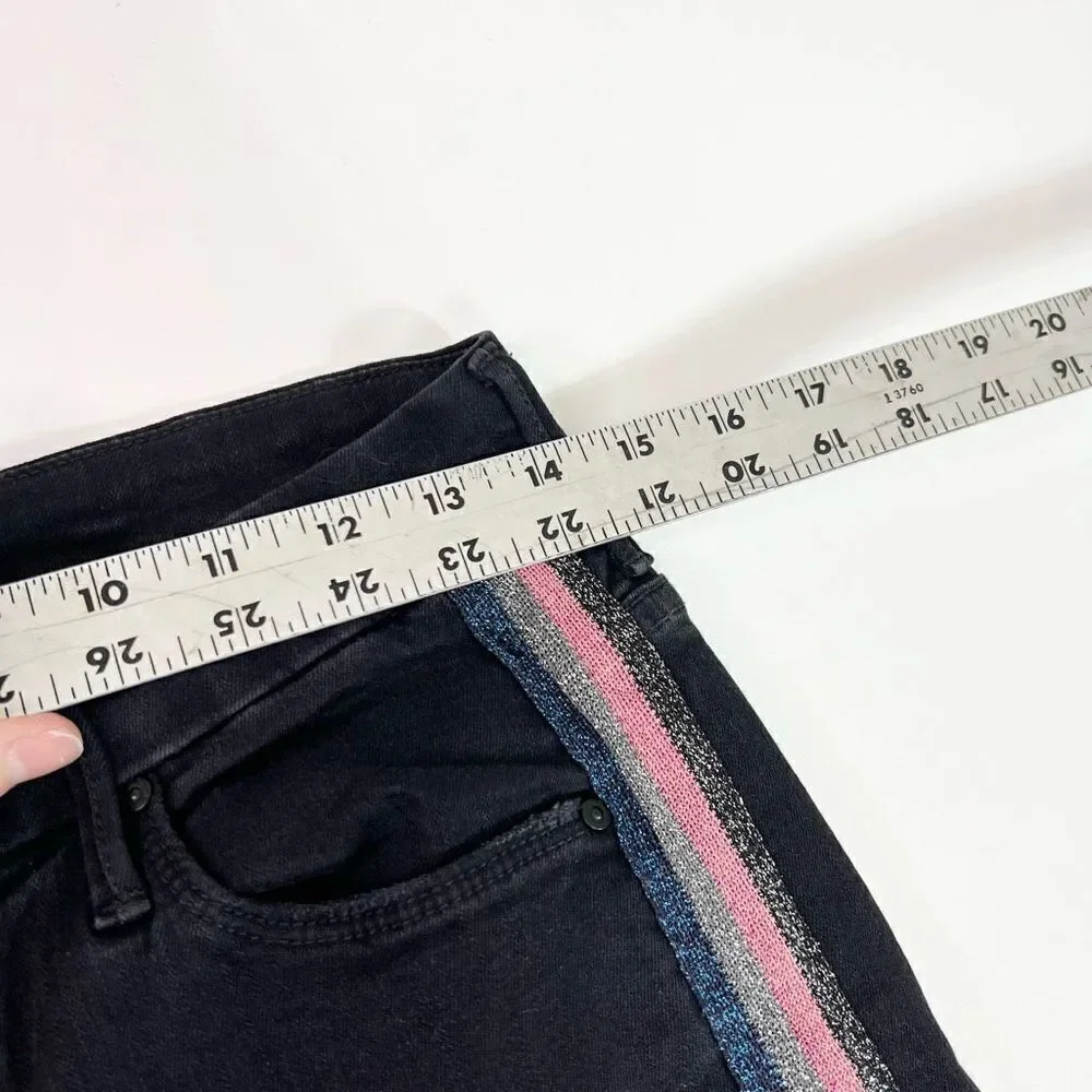 Mother Looker Ankle Fray Guilty Glitter Racer Jeans Womens 29 Black Frayed Hem - Picture 9 of 14